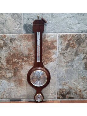 Vintage Jason Wood Banjo Weather Station Barometer Thermometer Hygrometer